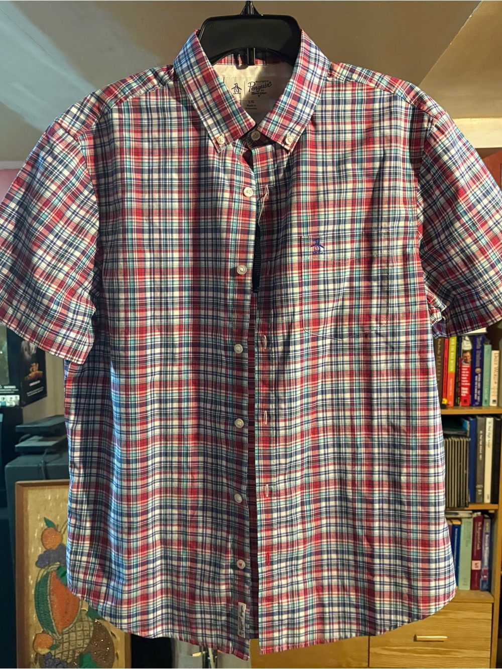 Classic Plaid Short-Sleeve Button-Down Shirt - Red, Blue, White